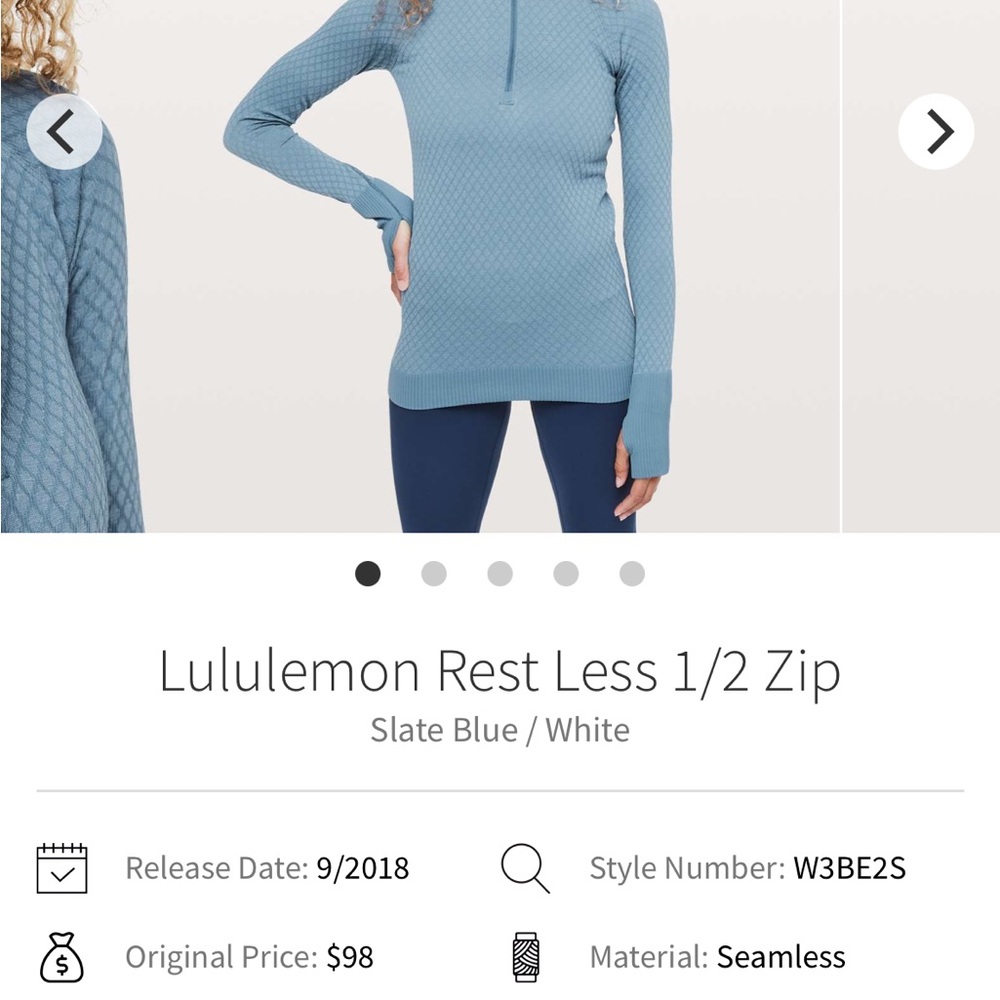 Lululemon Rest Less 1/2 Zip - Slate Blue